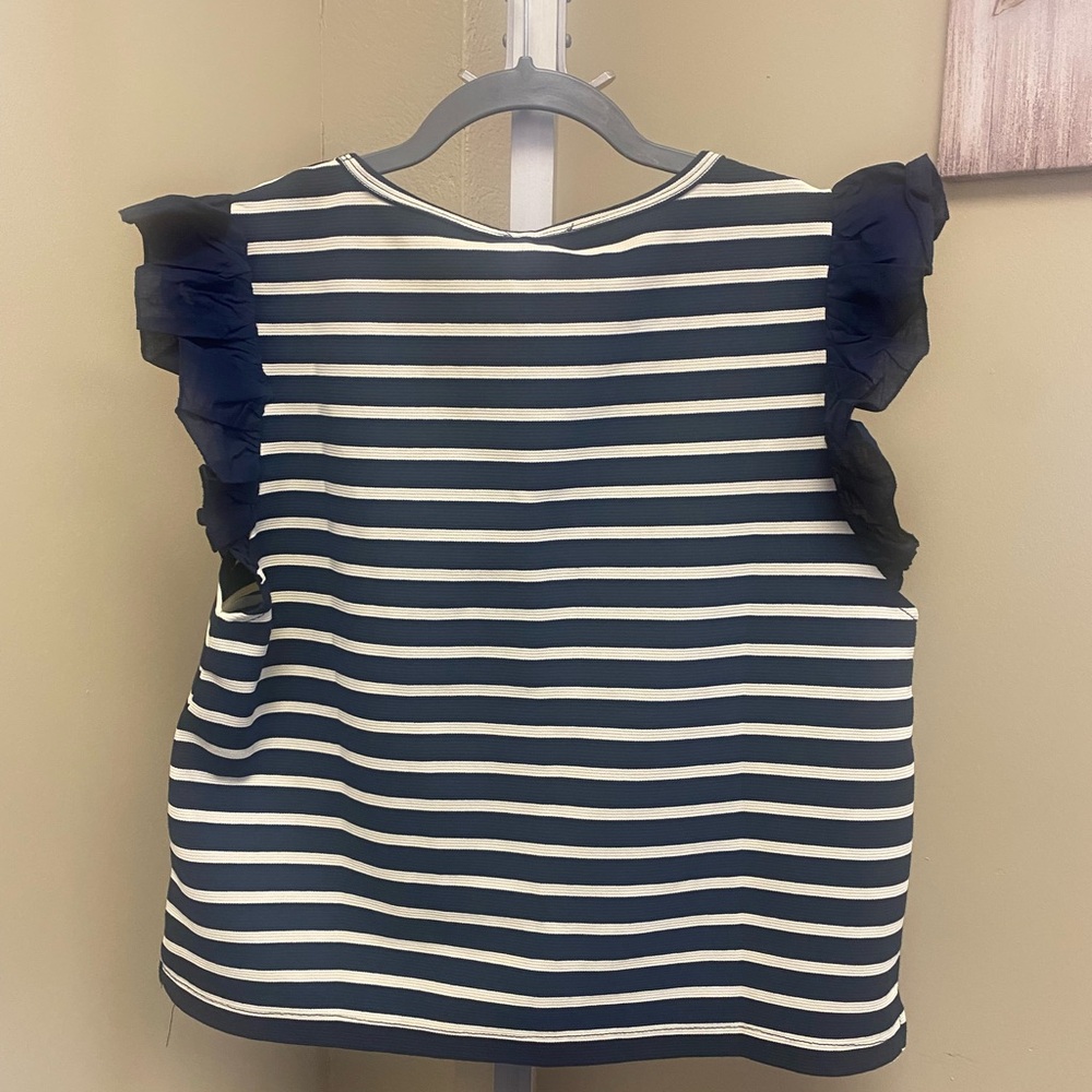 Hem & Thread Blue Ruffled Boxy Blouse - Picture 4 of 4